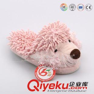 YK3-3拖鞋 毛絨狗狗頭的卡通拖鞋加工定制 雪尼爾鞭炮絨面料毛毛沖棉拖鞋原始圖片2
