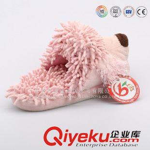 YK3-3拖鞋 毛絨狗狗頭的卡通拖鞋加工定制 雪尼爾鞭炮絨面料毛毛沖棉拖鞋原始圖片3