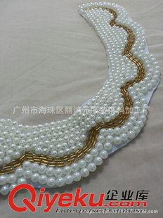 衣領(lǐng) 供應(yīng) 長款手工訂珠 珍珠夾金管衣領(lǐng) 假領(lǐng)子衣領(lǐng)珍珠項(xiàng)鏈原始圖片3