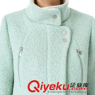 毛呢系列 【延妮】外貿(mào)原單2015冬立領(lǐng)撞色韓版羊毛gd外套大衣包郵