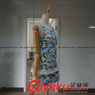 套裝 2015夏新款蕾絲拼接印花針織純棉背心短褲運動套裝二件套居家服女原始圖片2