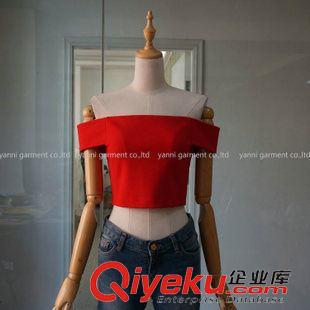 小背心 吊帶衫 裹胸 歐美范裹胸性感露肩露背一字領短款抹胸小背心針織彈力女裝上衣原始圖片2