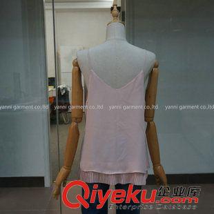 小背心 吊帶衫 裹胸 2015夏春V領雙層雪紡百褶吊帶背心女無袖寬松打底衫內搭顯瘦性感原始圖片3