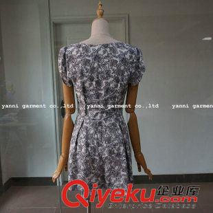 短褲 2015春夏新品女裝拼接后綁繩修身短袖印花連體褲半開領(lǐng)短袖短褲女原始圖片3