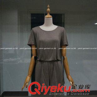 短褲 2015夏新款時尚性感后背鏤空交叉收腰連衣褲連體褲短袖T恤短褲女原始圖片2