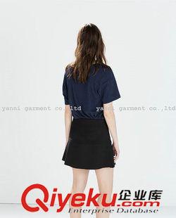 短裙 外貿(mào)原單2015秋冬新款提花針織荷葉邊不規(guī)則橡筋腰短裙半身裙女裝