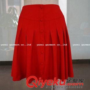 短裙 2015春夏新款前排包扣甜美百褶裙短裙學(xué)院風(fēng)俏皮半身裙歐美網(wǎng)球裙原始圖片2