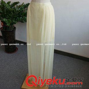 長裙 歐美2015春夏新款網布雪紡拼接不規則性感飄逸開叉半身裙長裙女裝