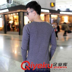 針織衫 2014秋裝新款民族風(fēng)長袖針織衫拼色休閑V領(lǐng)男士針織衫毛線衣 男裝原始圖片2