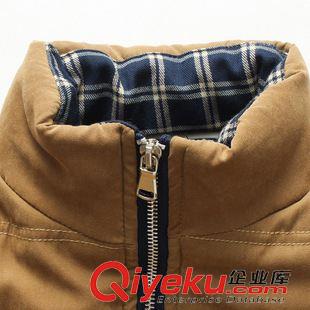 棉衣 2015冬裝新款韓版立領修身格子拼接袖棉衣男有加肥加大碼原始圖片3