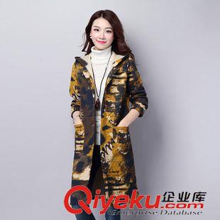 新品外套 2015秋冬新款韓版大碼女裝印花夾棉寬松連帽外套