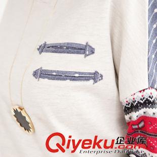 新品T恤 韓版2015秋裝新款通勤拼接寬松大碼顯瘦蝙蝠袖休閑百搭T恤女原始圖片3