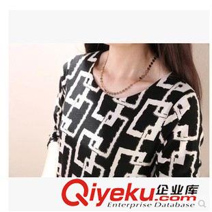 第八期 2015秋冬新款時(shí)尚大碼女裝長(zhǎng)袖印花韓版連衣裙女潮原始圖片2