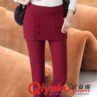 中褲 2015秋冬新款時尚女裝加絨加厚黃金絨假兩件帶裙打底褲女潮