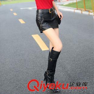休閑褲總集 2015新款韓版秋冬女裝修身顯瘦PU皮短褲大碼靴褲短褲皮褲免費代理原始圖片3