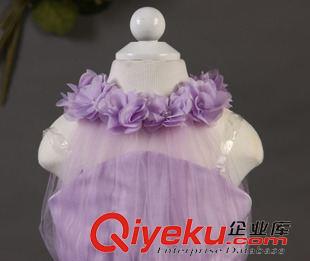 童禮服 1件選碼起批花童禮服花領(lǐng)子裝飾紫色拖尾禮服花朵裝飾腰部禮服原始圖片2