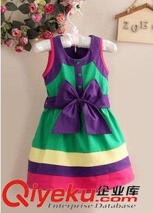 舞蹈裙 一件起批gd女童彩虹拼色紗紗連衣裙公主裙 girls dress D-005原始圖片2