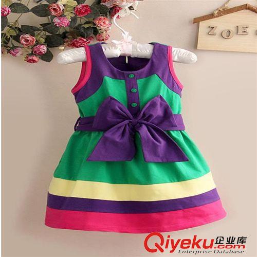 舞蹈裙 一件起批gd女童彩虹拼色紗紗連衣裙公主裙 girls dress D-005原始圖片3