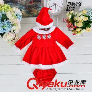 圣誕節(jié)演出服 一件代發(fā)現(xiàn)貨秋款圣誕女童套裝3件套帽子配送套裝爆款連衣裙套裝原始圖片3