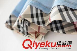 茜吉可可整批專區(qū) 2015女童牛仔格子吊帶連衣裙 兒童連衣裙 DNZ001一件代發(fā)原始圖片3