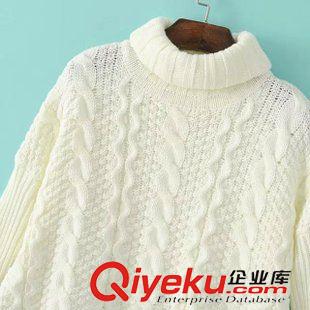 10月-10 韓版爆款蝙蝠袖高領毛衣女秋冬新款開叉中長款麻花套頭毛衫G4C7原始圖片3