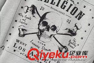 10月-10 歐洲站秋冬新款骷髏圖案全棉衛衣下擺拉鏈直筒套頭衛衣批發G401原始圖片2