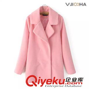 10月-10 明星款粉色加厚毛呢大衣女甜美中長腰帶修身款呢子長大衣批發G402