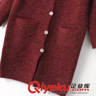 10月-10 VJISHA簡約秋冬新款加厚純色針織衫女式V領中長款開衫代發(fā)G4E1原始圖片3