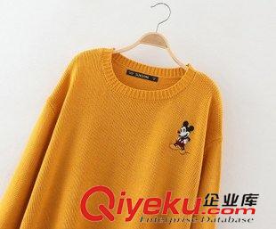 9月-30 韓國東大門爆款小米奇刺繡純色毛衣女式秋冬新款寬松套頭毛衫X154