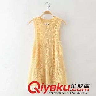 9月-28 韓版秋冬爆款花邊下擺拼接針織馬甲女式修身中長款套頭毛背心X124原始圖片3