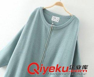 9月-28 韓版秋冬爆款蝙蝠袖大板針織外套女式新款拉鏈精品針織衫批發X129原始圖片2