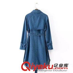 9月-21 歐洲站秋冬款下擺流蘇牛仔風(fēng)衣大牌風(fēng)女修身腰帶款雙排扣外套L229原始圖片3