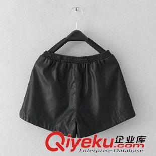 9月-20 gd經典款水洗皮短褲歐美新款黑色PU松緊腰短褲四季百搭爆款C227原始圖片2