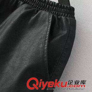 9月-20 gd經典款水洗皮短褲歐美新款黑色PU松緊腰短褲四季百搭爆款C227原始圖片3