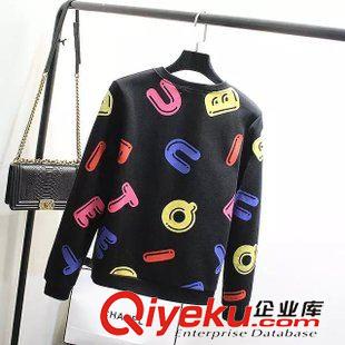 9月-9 歐美風秋季新款彩色字母圖案衛(wèi)衣女式新款圓領(lǐng)套頭上衣批發(fā)C348原始圖片2
