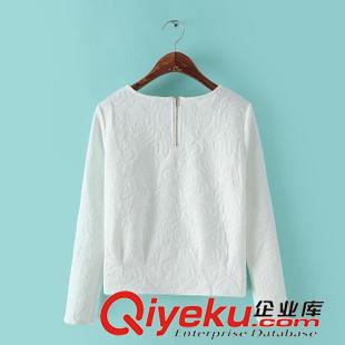 9月-4 VJISHA 秋季新款玫瑰壓花白色套頭衛(wèi)衣女式短款韓版圓領(lǐng)上衣Z045原始圖片2