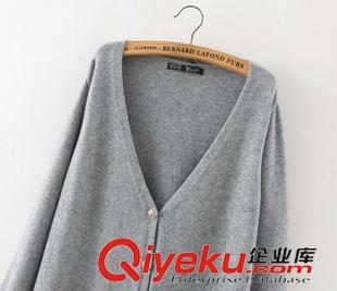 9月-3 韓版秋季新款直筒單排扣針織衫女式基本款百搭純色中長毛開衫K243原始圖片3