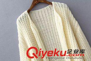 9月-3 VJISHA韓版秋冬新款粗紡毛線長款針織衫女式長袖純色開衫批發H319原始圖片2
