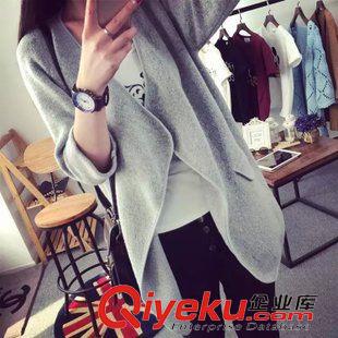 9月-2 韓版秋冬大版開衫中長款毛衣大翻領包邊口袋寬松女式毛衫外套K246原始圖片2
