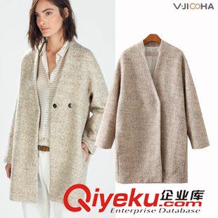 9月-1 秋冬新款韓國代購綠色格子中長款毛呢大衣女夾棉呢子外套M722X1