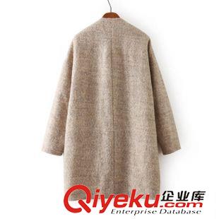 9月-1 2015秋冬爆款歐美羊絨大衣斜襟暗扣寬松毛呢繭型女式外套G126XA4原始圖片2