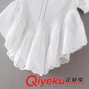 八月第八波 VJISHA 韓版爆款荷葉下擺拼接針織衫女式短款時(shí)尚純色小衫Z7135原始圖片3