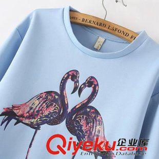 八月第六波 VJISHA秋季新款雙鶴印花空氣層衛(wèi)衣女式歐美風(fēng)基本款套頭衫Z981原始圖片3