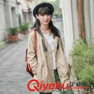 八月第五波 森系手工毛線鉤花連帽棉麻外套女春秋寬松中長(zhǎng)款女式開衫批發(fā)E277原始圖片3