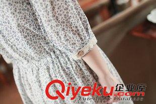 八月第五波 VJISHA 春秋森系新款七分袖碎花棉質(zhì)連衣裙腰抽繩百褶中裙E273原始圖片3