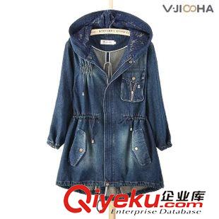 八月第四波 VJISHA秋季新款短款長(zhǎng)袖牛仔外套水鉆裝飾圓領(lǐng)及腰小上衣批發(fā)E049