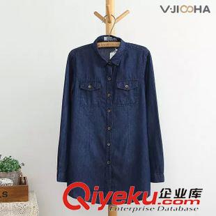 八月第四波 VJISHA歐美風(fēng)新款小飛袖波點(diǎn)牛仔襯衫修身短款下擺綁帶上衣E044
