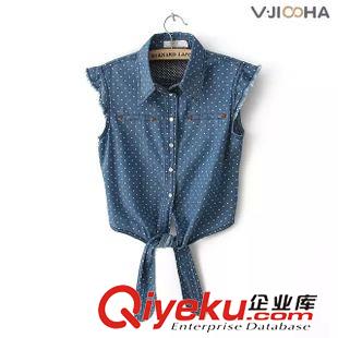 八月第四波 VJISHA韓版秋季新款牛仔襯衣小翻領女士全棉修身長袖襯衫批發(fā)E022