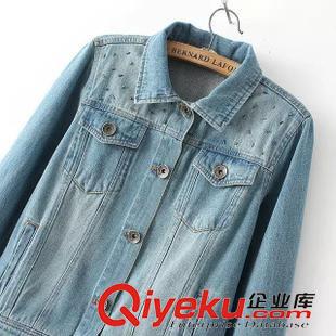 八月第四波 VJISHA歐美串珠經(jīng)典款牛仔服女春秋款直筒短款長袖女式外套潮E016原始圖片2