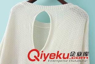 八月第二波 VJISHA 秋季新款女裝露背鏤空寬松針織衫蝙蝠袖女式套頭衫F332原始圖片2